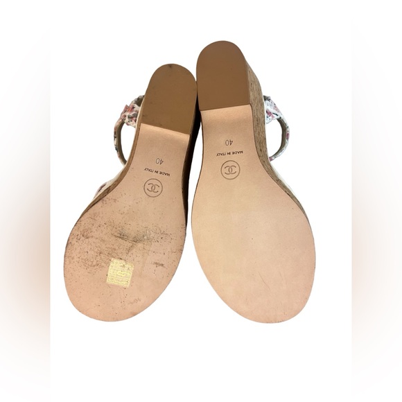 CHANEL Tweed Cork CC Wedge Sandals - Picture 7 of 7